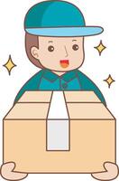 A delivery man give the box for buyer. vector