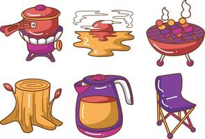 Stove and teapot icon. Illustration of camping equipment. vector