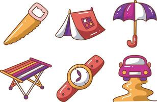 Tent and saw icon. Illustration of camping equipment. vector