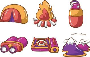 Binoculars and mountain icon. Illustration of camping equipment. vector