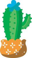 Cactus in the flower yellow pot. Colorful cactus in the pot. vector