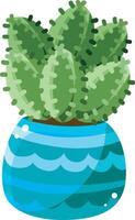 Cactus in the blue pot. Colorful cactus in the pot. vector