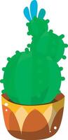 Cactus in the brown pot. Colorful cactus in the pot. vector