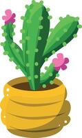 Cactus in the yellow pot. Colorful cactus in the pot. vector