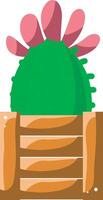 Cactus in the wooden pot. Colorful cactus in the pot. vector