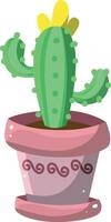 Cactus in the pink pot. Colorful cactus in the pot. vector