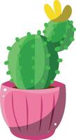 Cactus in the lines pink pot. Colorful cactus in the pot. vector
