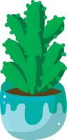 Cactus in the blue gum pot. Colorful cactus in the pot. vector