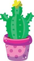 Cactus in the pink polka pot . Colorful cactus in the pot. vector