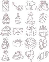 Party hat and gift box icon. Variation of birthday elements. vector