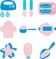 Icon and rolling icon. Baking tools and equipment clip art. vector