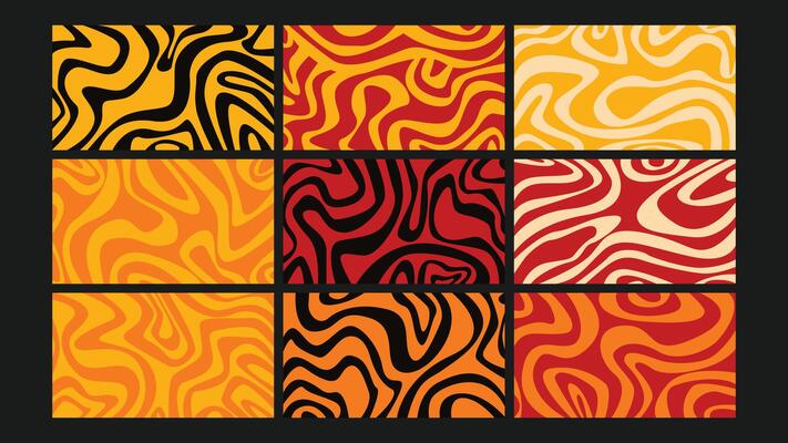 Fiery swirl background Set