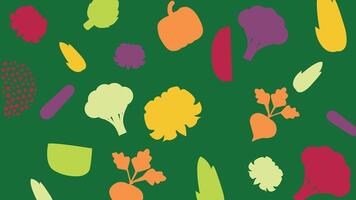 Fresh vegetable icons on dark green background vector