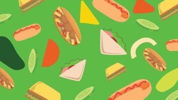 Fast food sandwich background vector