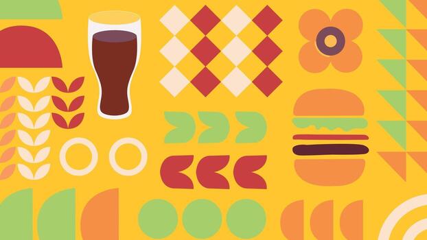 hamburguesa bebida y juego de damas antecedentes vector