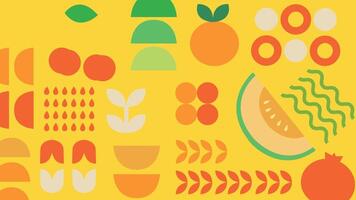 Bright Yellow Fruit Icons Background vector