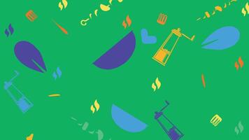 Bright food and kitchen icons background vector