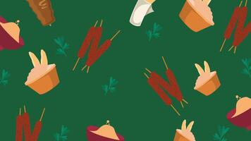 Kebab and hummus mix background vector