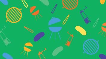 Vibrant barbecue tools background vector