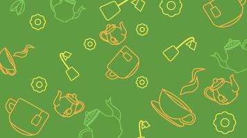 Cups and Flowers Tea Background vector