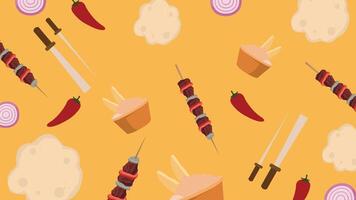 Meat skewer and dip background vector