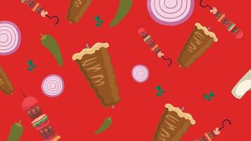 Turkish kebab skewer background vector