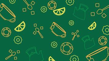 Tea Set and Lemon Slice Background vector