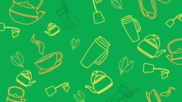 Tea Mugs and Leaves Background vector