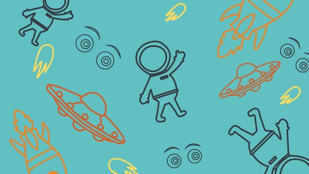 Floating astronaut and UFO background vector