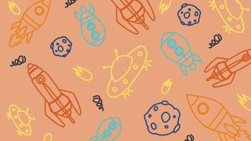 Cartoon rockets and planets background vector