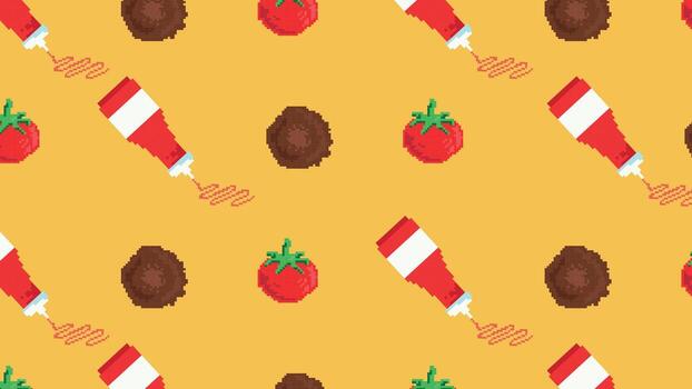Burger lettuce onion pixel art background vector