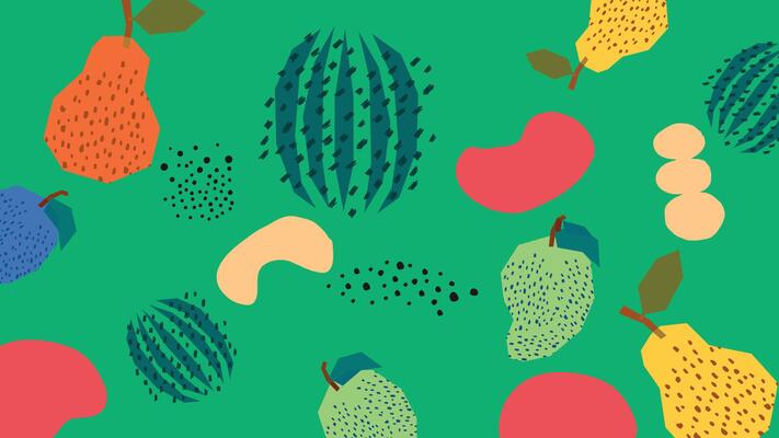Retro Fruit Illustration with Apples Background