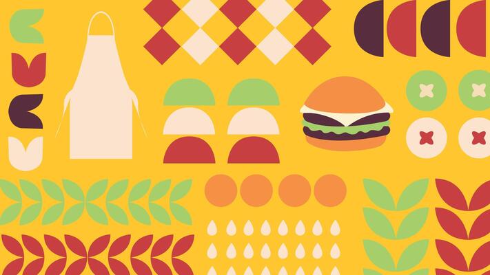 Apron and Burger Elements Background