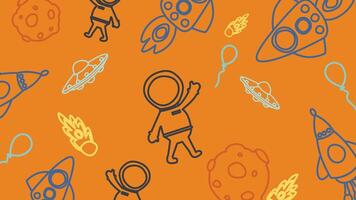 Space doodle astronaut background vector