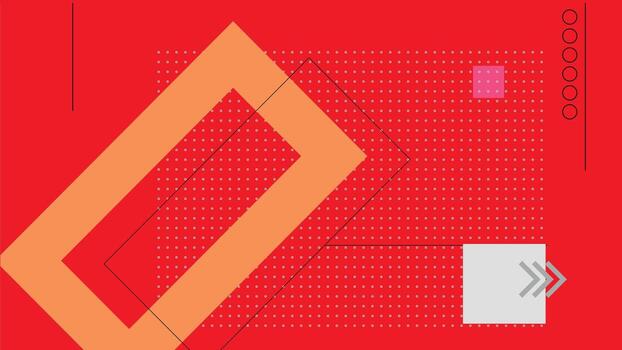 Red digital geometric grid background vector