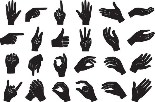 Diverse hand gestures collection hands open palm vector
