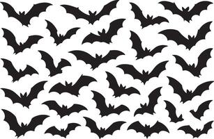 Flying bats silhouette pattern black white vector