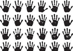 Black handprints on white background hands imprint vector