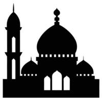 a silhouette of a mosque with a large dome and min vector