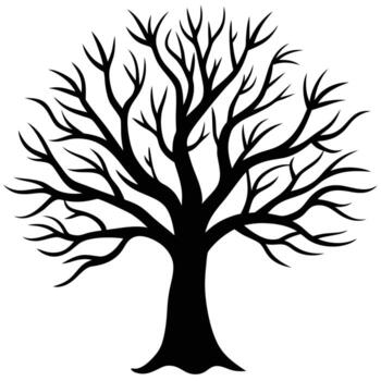 a tree silhouette with branches that curve like fi vector