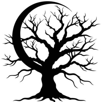 a twisted gnarled tree with bare branches castin vector