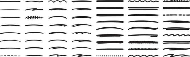 Black Underlines and Strokes Collection brush marker vector
