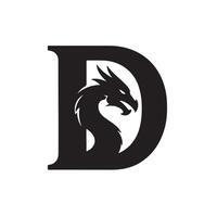 Dragon Head Within Letter D black vector