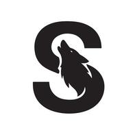 Black wolf howling within a white circle animal silhouette vector