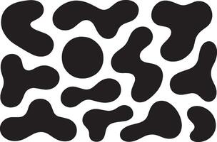 Organic black blobs on white abstract fluid vector