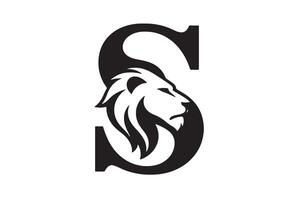 Lion Head S Letter profile mane vector