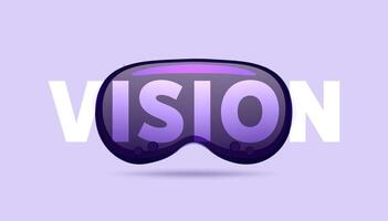 High-tech Futuristic technology Advanced Vision pro VR Glasses Virtual reality device, 360 VR modern helmet on purple background. vector