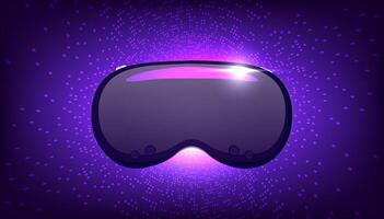 High tech Futuristic technology Advanced Vision pro-VR Glasses -Virtual reality device, 360 VR modern helmet on purple background. vector