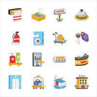 Download our premium collection of hotel accessories 2d icons vector