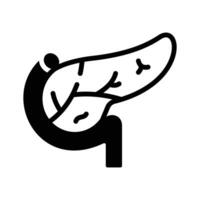 A modern glyph icon of pancreas internal organ. vector
